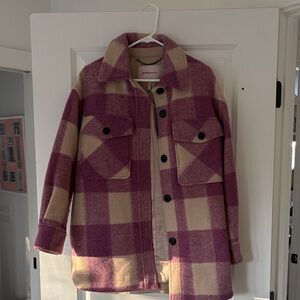 BCBG GENERATION Plaid Pink and Cream Jacket
